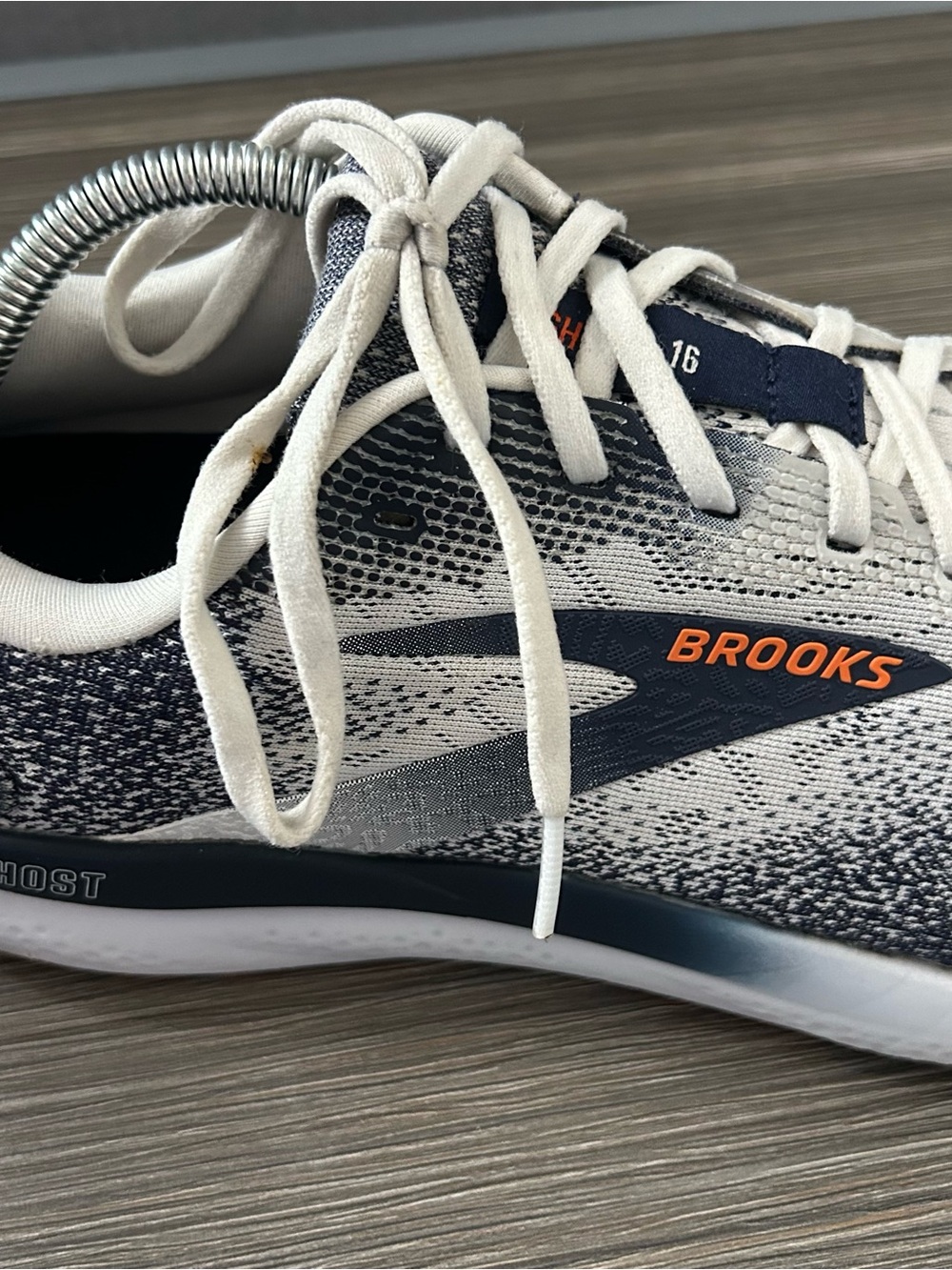 BROOKS Ghost 16 Running Shoes White Peacoat Orange Men's Size 12D - Picture 5 of 8